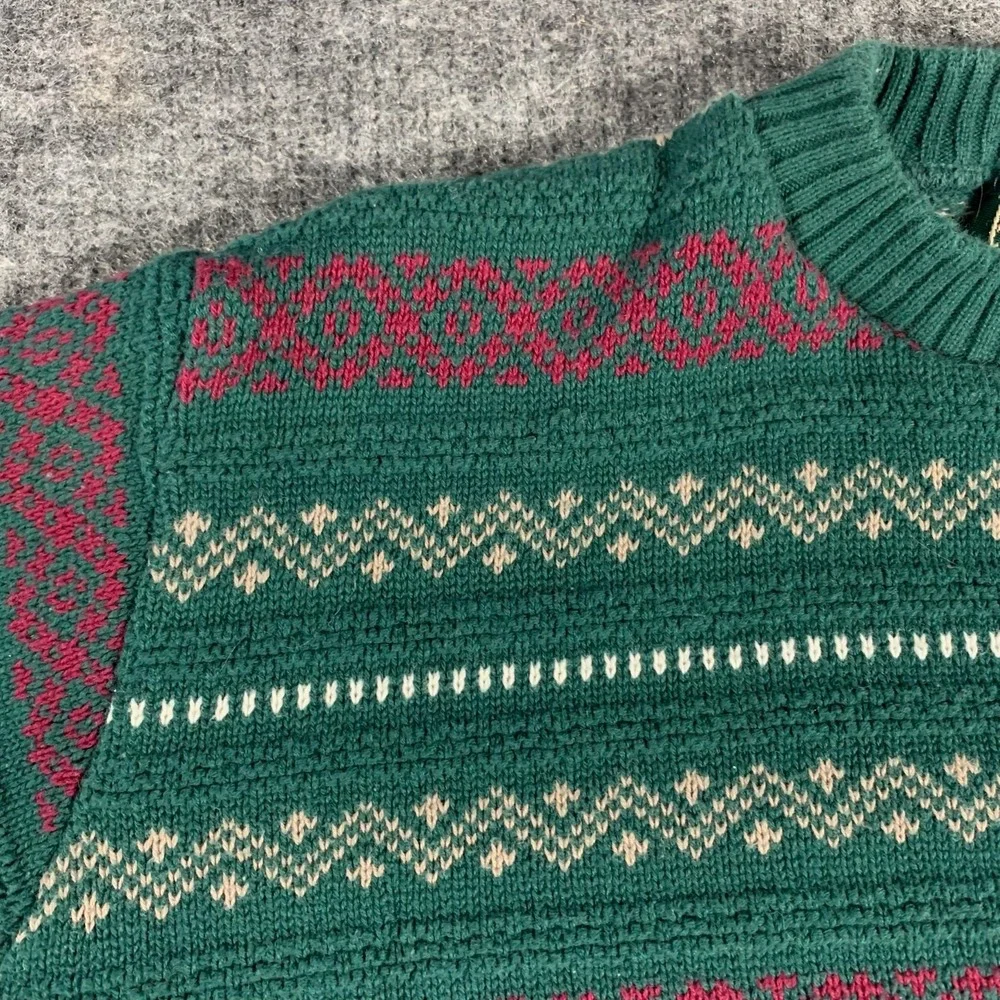 VTG American Eagle Sweater Mens Medium Green‎ Fair Isle Nordic Outdoors USA 90s